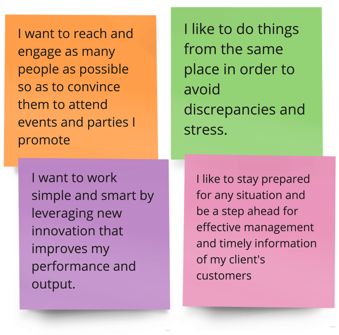 sticky notes from user interview